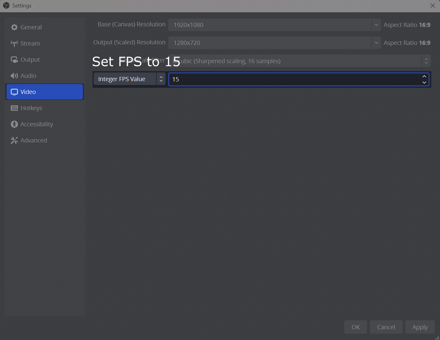 Configuration for Video